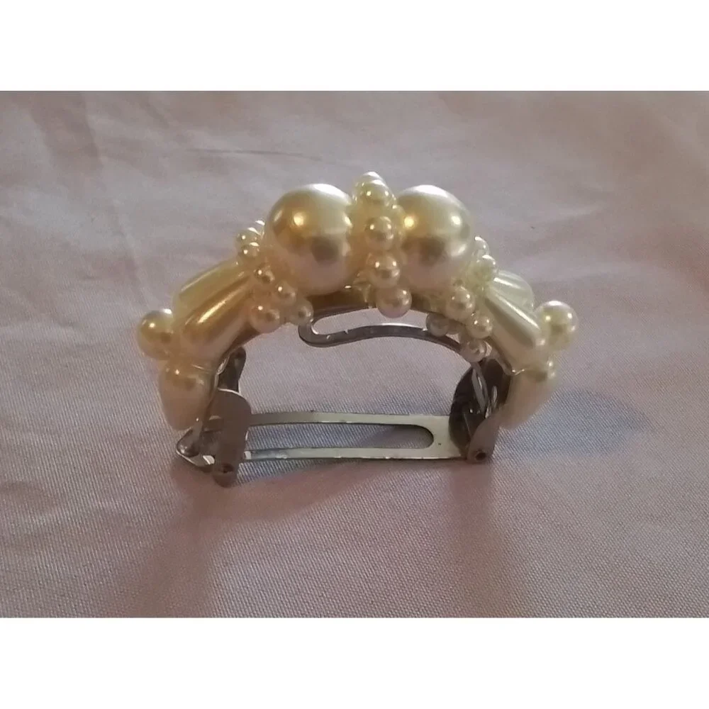 Vintage Faux Pearl Embellished Hair Barrette Clip